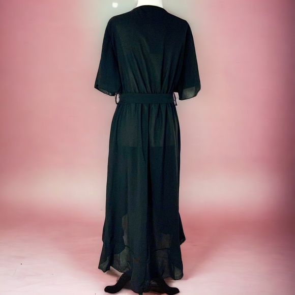 BloomChic Solid Black Tie Ruffle High-Low Dress (size 12-14) - Picture 2 of 4